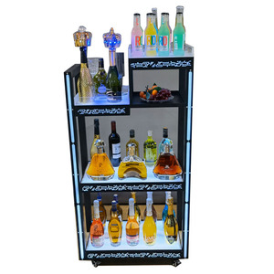 MVP Club LED Illuminated Liquor Cabinet 3 Tier Iron <b>Bar</b> <b>Rack</b> For KTV Wine Beer Storage - Product Image 5