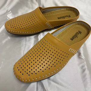 Mules pour homme en cuir de vache véritable, style mocassin à talon ouvert, pour l'extérieur, très demandées - Product Image 2