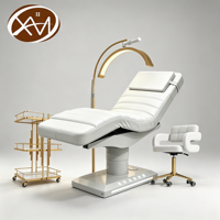 Table de massage électrique de luxe à trois moteurs en cuir blanc, base blanche, pour salon de beauté et extensions de cils – Meilleures ventes