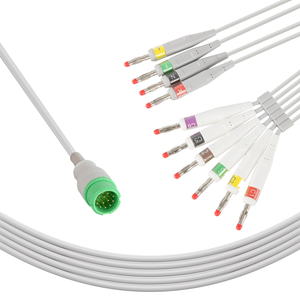 Eendelige Ekg-Kabel Met Leadwire Voor Mindray <span class=keywords><strong>Ecg</strong></span>-Kabel 10 Leidt Banaan Iec Standaard Ekg Patiëntkabel Oem-Service - Product Image 1