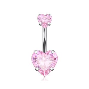 <span class=keywords><strong>Piercing</strong></span> all'<span class=keywords><strong>Ombelico</strong></span> alla Moda con Doppio Cuore Circolare in Zirconia, Anelli per l'<span class=keywords><strong>Ombelico</strong></span> in Acciaio Inossidabile all'Ingrosso per Donne - Product Image 6