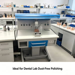 Postazione di lavoro dentale con cappuccio di aspirazione regolabile e controllo del pedale per lucidare senza polvere e operaz - Product Image 4