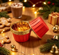 Papiers de cuisson jetables élégants, résistants au four, à bord festonné, dorés d'un côté, pour muffins et décorations de gâteaux