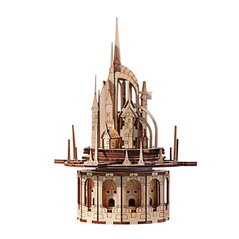 Carillon stereo decorativo 3D dell'ornamento dell'incisione di taglio del laser dei mestieri di puzzle di legno Copllent