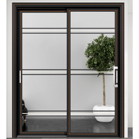 Porte coulissante de patio moderne sur mesure en aluminium mince, double vitrage en verre trempé, porte extérieure/intérieure pour villa et balcon