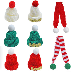 Mini Knitted Christmas Hat With Love <b>Glitter</b> <b>Red</b> And White Pom Pom For Plush Toys 0 To 24 Months Unisex - Product Image 4