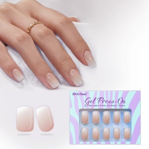 Faux ongles à presser avec colle, vente en gros, marque privée, courts, carrés, dégradés, faits main, personnalisés, en gel souple - Product Image 1