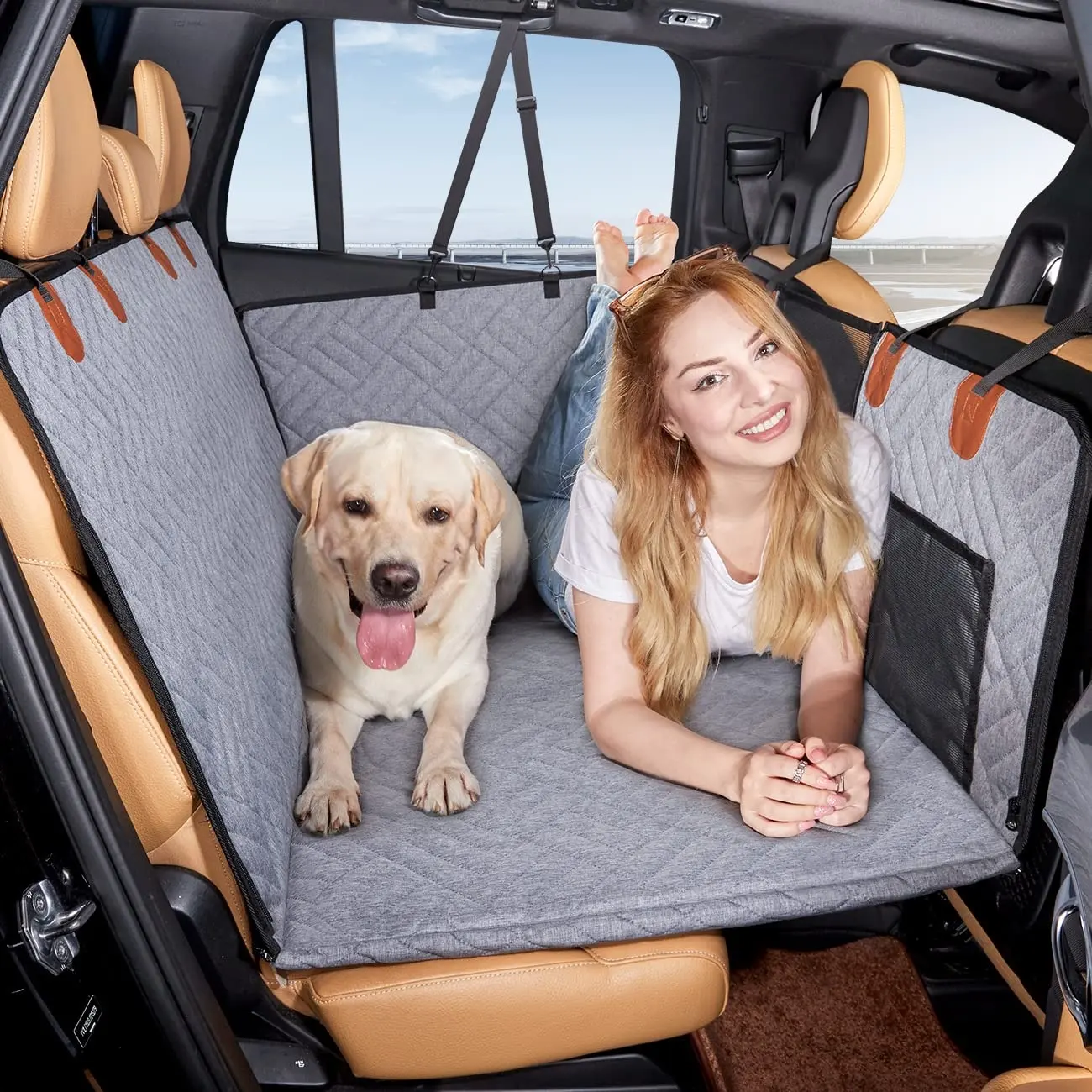 Universal Dog Car Seat Cover Waterproof Hard Bottom Extender Hammock Camping Pet Mat For Travel Backseat Car SUV Truck