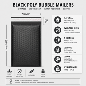 Sacs d'expédition matelassés en polybulle mat avec logo personnalisé, faible MOQ, imperméables, pour l'envoi de petites entreprises - Product Image 3