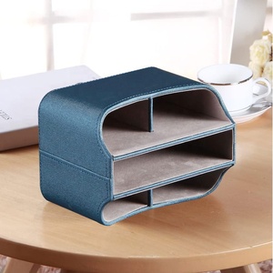Support de télécommande en cuir PU rotatif à 360 degrés au design classique, <span class=keywords><strong>organisateur</strong></span> de bureau multifonctionnel brillant en forme de polygone pour la maison - Product Image 3