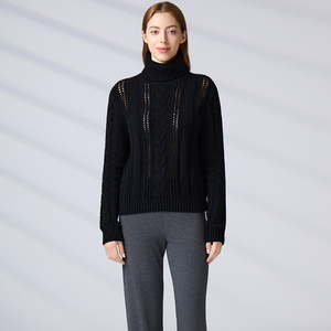 Pull-over en molleton tricoté personnalisé de haute qualité pour femmes, col roulé, manches longues, épais - Product Image 5