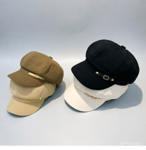 Chapeau octogonal pour femme avec boucle de ceinture, couleur unie, style peintre, décontracté, pour adultes, idéal pour l'automne et l'hiver - Product Image 5