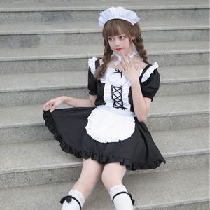 Japanese Style Maid Costume Black Polyester Stage Performance Cosplay Costume For Anime Role Playing - Product Image 1