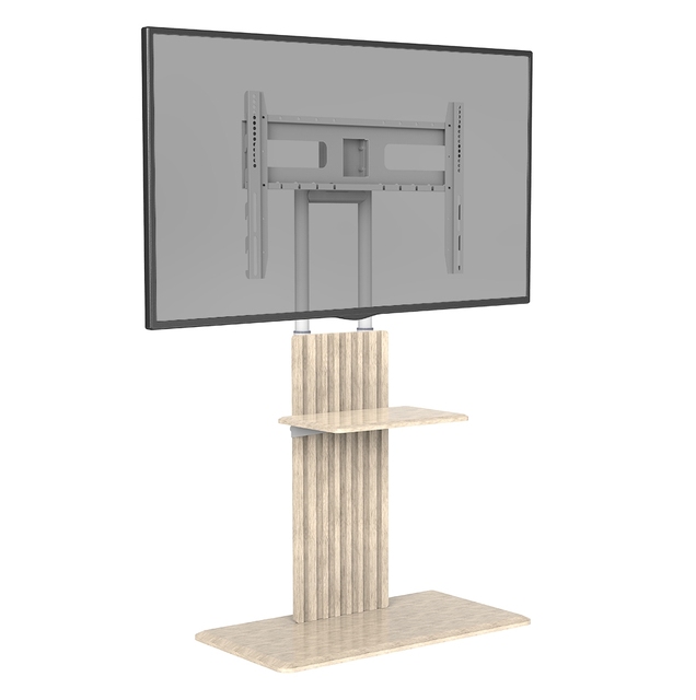 Multifunctional 32 to 70 TV Floor Stand Mount With Wooden Accessory Shelf Swivel Rolling Mobile Studio TV Display Stand