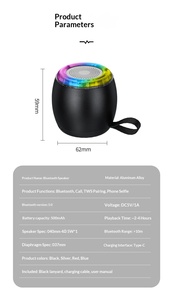 <span class=keywords><strong>Speaker</strong></span> Mini Bluetooth dengan Slot Kartu TF, Lampu Warna-warni, Port USB, Kompatibel dengan <span class=keywords><strong>Speaker</strong></span> Nirkabel, Kotak Suara Portabel dengan TWS - Product Image 5