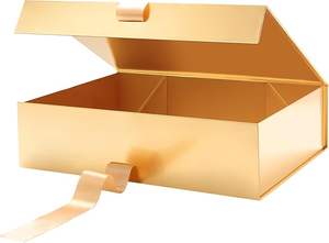 Grandi Scatole Regalo Lucide Dorate con Coperchio per <span class=keywords><strong>Regali</strong></span>, Scatole Regalo di Lusso Magnetiche Dorate con Nastro, Scatole Regalo per Proposte Damigelle - Product Image 2