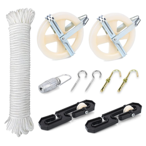 Estante de organización de almacenamiento para lavado y secado al sol, juegos de <span class=keywords><strong>poleas</strong></span> para <span class=keywords><strong>tendedero</strong></span> con 50 Uds. Clips de madera - Product Image 1