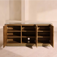 Buffet/Credenza Moderne en Noyer Massif Style Luxe Discret pour Salon, Salle à Manger, Maison Moderne, Loft Urbain