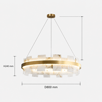 Lustre moderne en laiton et albâtre, hauteur réglable, éclairage LED central, luminaire d'intérieur pour salle à manger, salon, hôtel