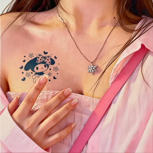 מדבקת קעקוע זמנית ידידותית לסביבה, עשויה מיצי צמחים, בעיצוב טלאים מצוירים, לכיסוי מלא של הזרוע, עמידה במים, עמידה בזיעה, לא מחזירת אור, אמנות גוף. - Product Image 3