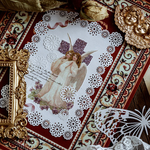 8 pièces de papier autocollant en dentelle ajourée, série <span class=keywords><strong>Alice</strong></span> Tea Party, carnet, <span class=keywords><strong>journal</strong></span>, matériel de <span class=keywords><strong>d</strong></span>écoration DIY, lot de papier de base - Product Image 4