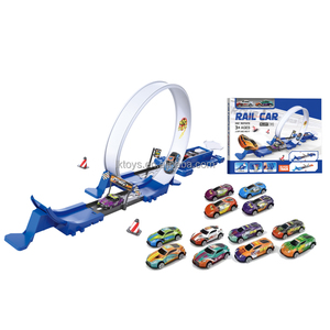 Kits de rails d'assemblage Lucky Toys, catapulte de <span class=keywords><strong>voiture</strong></span> avec petite <span class=keywords><strong>voiture</strong></span> en métal, jouet 360 °   <span class=keywords><strong>Circuit</strong></span> de course éducatif pour enfants avec voitures à boucle - Product Image 1