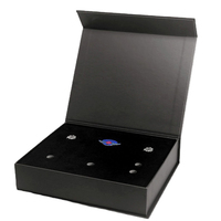Boîte d'emballage en papier rigide de luxe personnalisée pour affichage d'emballage de médaille d'emblème d'insigne avec velours mousse noir