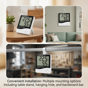 LONN Digitaler Lager-Inkubator Thermo-Hygrometer HTC-2 für den Heimgebrauch mit Doppeltemperatur-Externer-Sonde, Max-Min-Speicher, Wasserdicht - Product Image 3