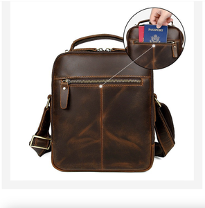Sac bandoulière en cuir Crazy Horse Andong pour homme, sac messager décontracté rétro multifonctionnel pour le travail - Product Image 4