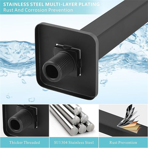 Brazo Extensor de Ducha de 16 Pulgadas, Negro Mate, para Montaje en Pared, Tubo Extensor de Acero Inoxidable con Salida Única para Ducha de Baño - Product Image 2