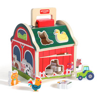 Jouets en bois Montessori pour tout-petits, blocs d'empilage de forme et de couleur assortis aux animaux de la ferme, jouets de tri pour la maison