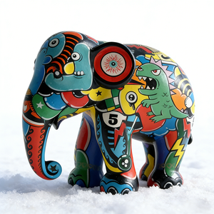 Sculpture d'éléphant peinte à la main, figurine d'art en résine pour <span class=keywords><strong>salon</strong></span> moderne - Product Image 2