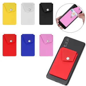 Cadeau de Promotion Rouge Jaune Silicone Téléphone Titulaire de la Carte De Poche avec Fermeture à pression