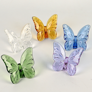 Decorative Colorful Christmas Crystal Glass butterfly Ornament Crafts Articles