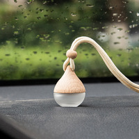 6ml verre écologique aromathérapie voiture diffuseur bouteille parfum pendentif couvercle en bois recyclable gel écran impression traitement