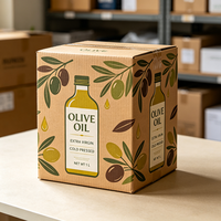 Boîte en carton ondulé imperméable personnalisée avec esthétique dorée, pour huile d'olive d'origine unique pressée à froid, livraison express en 72h