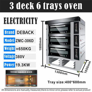 فرن دك تجاري جديد بتصميم آلي للخبز شديد التحمل يعمل بالغاز والكهرباء 3 طوابق 6 صواني مع بخار - Product Image 5