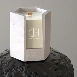 C&H Wholesale Custom Glass And Cement Mixed Jar Luxury Unique Design Private Label Healing Aromatherapy Luxury Scented Candle