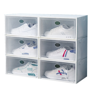 Transparent Wardrobe Stackable PP Plastic Sneaker Shoe Storage Boxes Foldable Shoe Boxes Organizer With Lids