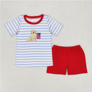 Tenues d'été brodées pour bébés garçons : chemise et short du 4 juillet - Product Image 2