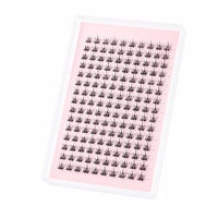 Kit de Pestañas Postizas Personalizadas con Logotipo, Hechas a Mano, Color Negro Mate, Pestañas en Racimo, Pelo Sintético, 12 Filas, Pestañas Individuales, Tapa para Caja