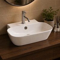 Vasque à poser moderne en céramique blanche de 16 pouces avec trou pour robinet pour salle de bain, faible MOQ usine (10 pièces)