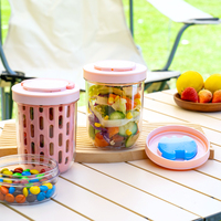 Contenants à salade personnalisables en gros, écologiques, en AS+PP, portables, pour fruits et légumes, avec fourchette