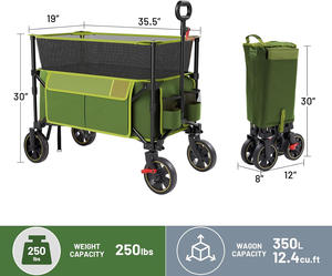 Groene 350L opvouwbare campingwagen met gaasopbergruimte - duurzaam, ruim voor buitenkamperen, gezinsuitjes, winkelen (OEM beschikbaar) - Product Image 4