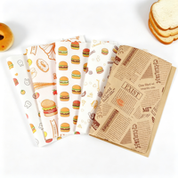 Kertas roti tahan minyak ramah lingkungan sekali pakai dengan cetakan khusus untuk pembungkus makanan, sandwich, makanan deli, dan roti