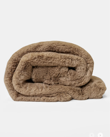 Couverture souple réversible en fausse fourrure de lapin pour canapé d'hiver