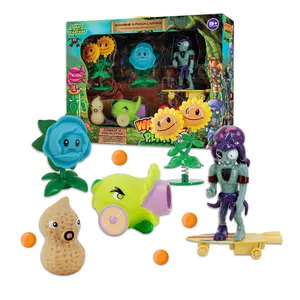 5 Pcs Planten Vs Zombies Speelgoed Pop Action Figure Met Plastic Zacht Rubber Shooter Voor Kinderen Verjaardagscadeau