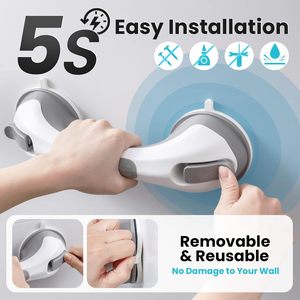 MSMT Barre d'appui pour la douche de 12 pouces Équipement de sécurité pour salle de bain pour personnes âgées avec poignée de douche à ventouse Aucun perçage requis pour les personnes âgées - Product Image 3