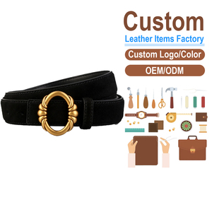 Elegant Vintage Oval Buckle <b>Belt</b>, Women's All-Match Suede Cowhide Decorative Waist <b>Belt</b> - Product Image 2