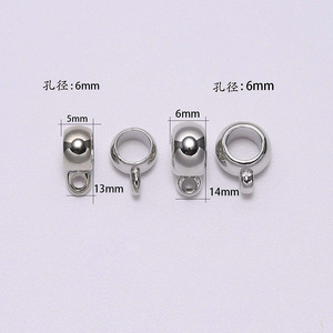 Perle ronde en résine plastique plaquée or et argent, grand trou, pendentif à trois voies, accessoire de bijoux DIY, matériau pour bracelet - Product Image 2
